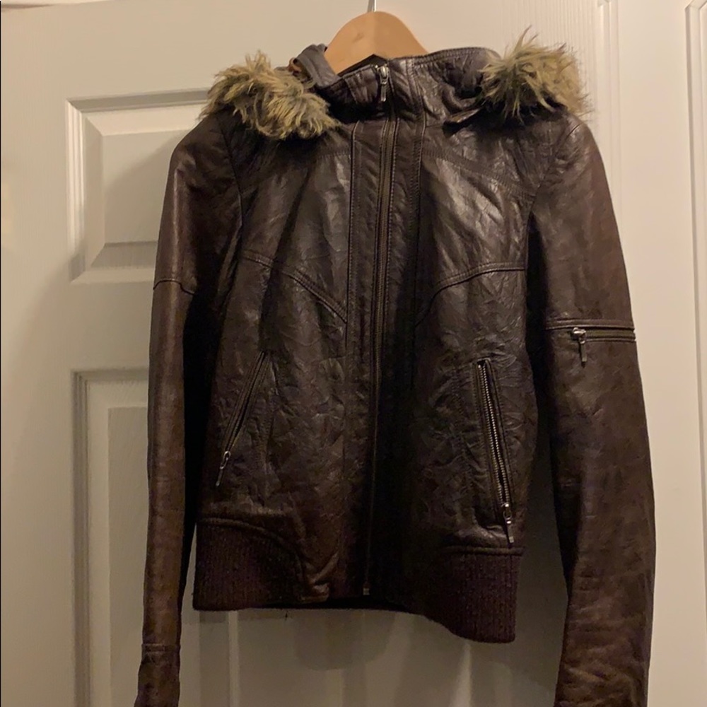 Leather bomber